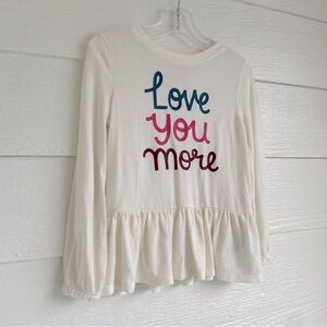 💖💜 Cat & Jack Lightweight Sweater Top Girls Size 4T Cream w/ “Love You More”